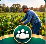 Farm worker tending crops